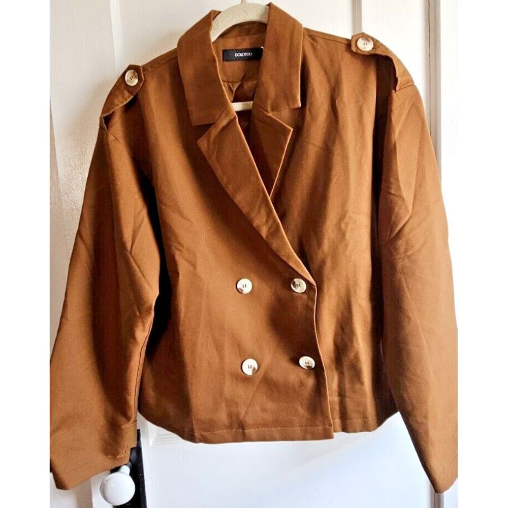 NWT‎ DOKOTOO double breasted oversized crop blazer woman Sz S full lined
